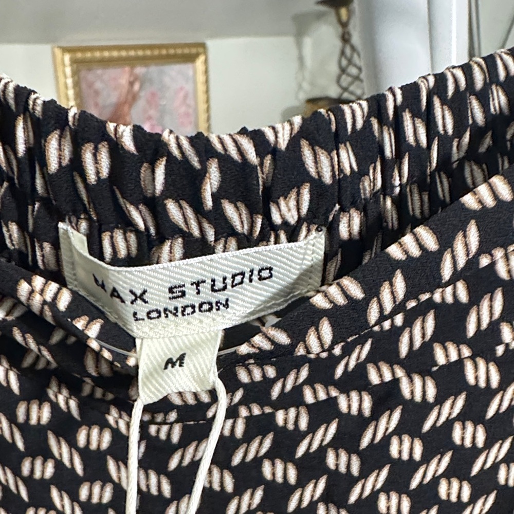 NWT Max Studio Cream/Black/Tan Medallion 2 piece set Wide-Leg Pants and Kimono - Picture 10 of 13